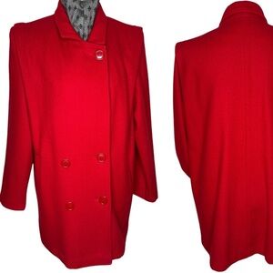 Vintage Mystic Cherry Red Wool Blend Double-Breasted Car Coat Size 12 USA Made